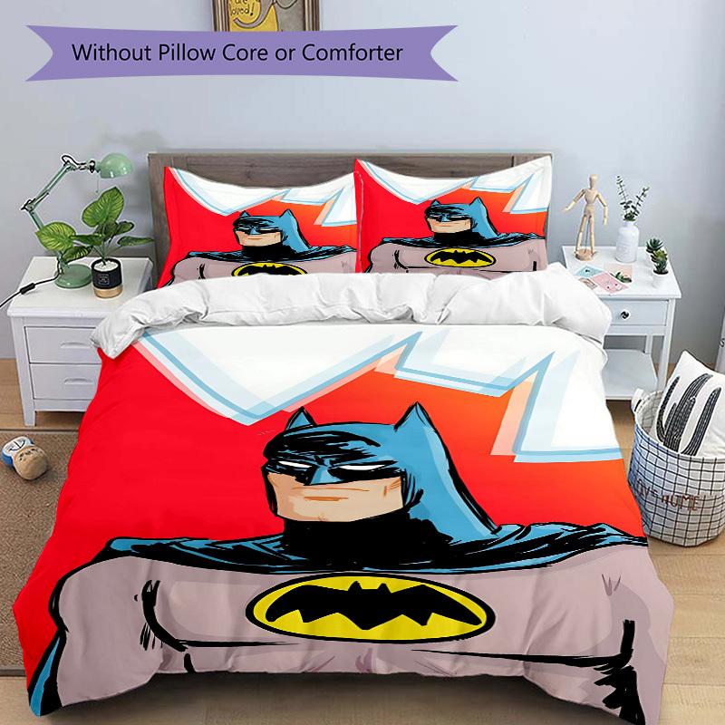 3pcs Batman, Superhero Duvet Cover Set, 1 Duvet Cover + 2 Pillowcases (No Insert), Cozy Bedding, Bedroom Set, Easy Care, Durable Yy251103093