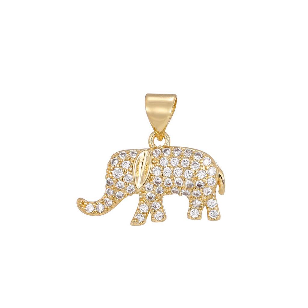 18K Gold Rhinestone Elephant Necklace – Fashionable European and American Animal Pendant.