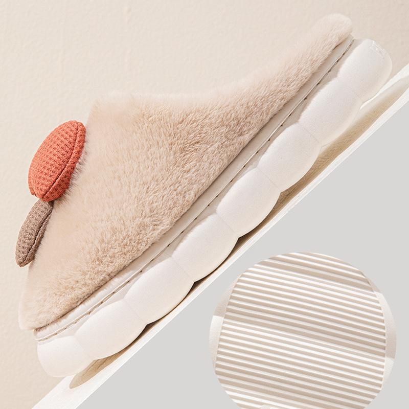 Cotton Slippers To Keep Warm At Home New Indoor Comfort Plush Cotton Mop Winter Household Winter Mushroom Slippers