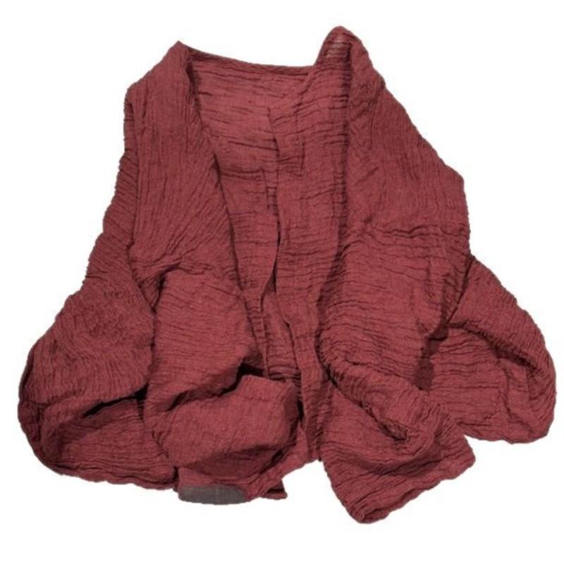 Johnature Damen Vintage Einfarbig O-Ausschnitt Langarm Frühling Chinesischer Stil Weiche Damenmäntel