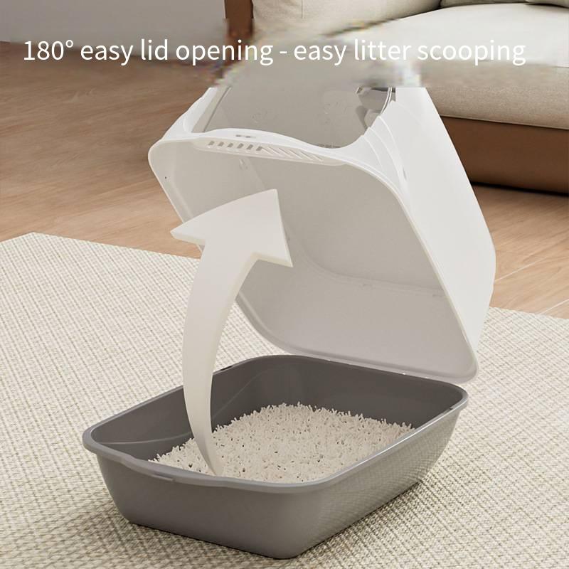 Portable Hand-held Cat Toilet with Door Odor Removal Closed-type Pet Litter Box with Large Non-slip Space Splash-proof Feature