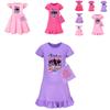 Kpop Demon Hunters Girl Short Sleeve Sleep Dress With Ruffle Hem For Kids Bedroom Wear