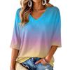 Women's V-Neck Gradient Print Blouse Lightweight for Spring and Summer