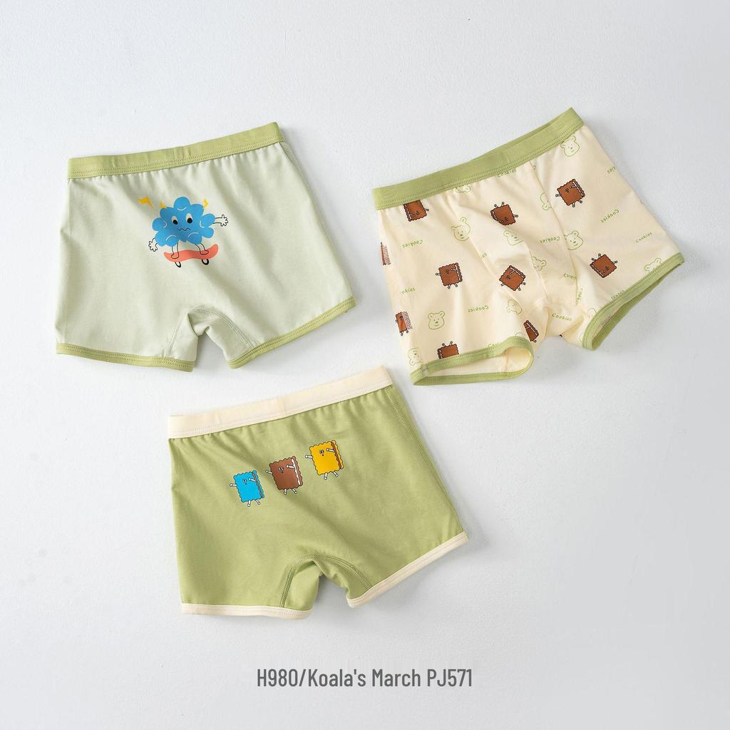 Antibacterial Cotton Boxer Briefs for Boys: 3-Pack, Class A, Middle & Large Children