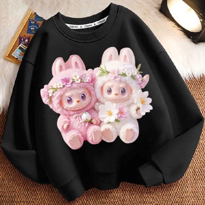 Spring and Autumn Boys' and Girls'  Fashionable Round-neck Hoodie, Children's Long-sleeved Loose Hoodie Jacket