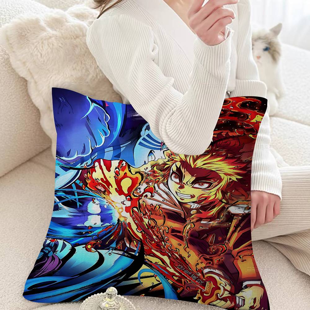 Japanese Anime Akaza D-Demon Slayer Cushion Cover Car Throw Pillow Case For Sofa Car Christmas Gift 40x40cm 45x45cm