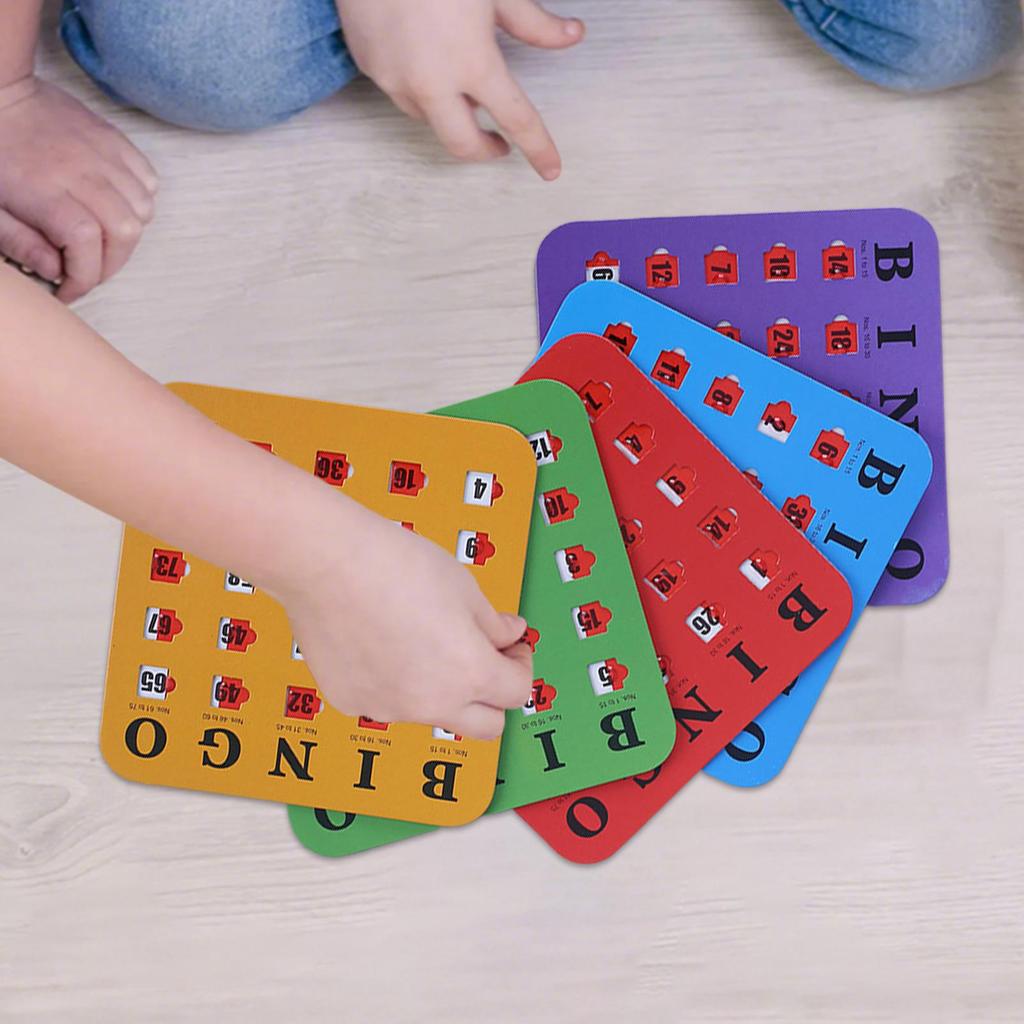 5pcs Bingo Game Card Easy-Read With Sliding Windows Reusable Logical Thinking Ability Game Bingo Board Game Party Gift For Adult