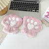 Polyester Fuzzy Half Finger Gloves Thick Plush Bear Paw Gloves Fuzzy Warm Winter Gloves  Writing