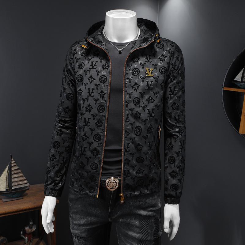 Heren Europese Jacquard Casual Jas met Capuchon 2863 - Lente/Herfst Trendy Top