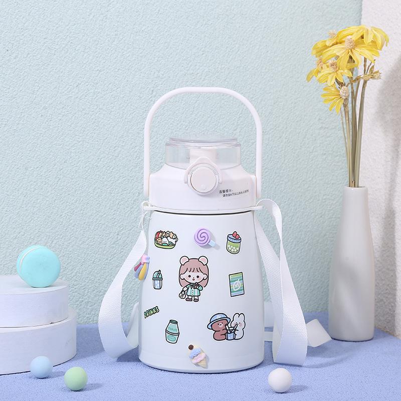 Online Celebrity Cartoon Pot-bellied Cups Charming Wind Childrens Cups Lightweight To Carry Outdoor Use Kettle 304 Stainless Steel Cups