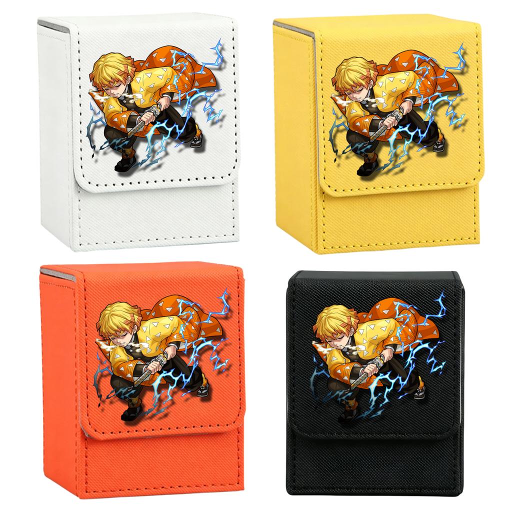 Anime Demon Slayer Card Case Kamado Tanjiro Nezuko Tsuyuri Agatsuma Zenitsu Self Made Leather Game Collection Card Storage Box