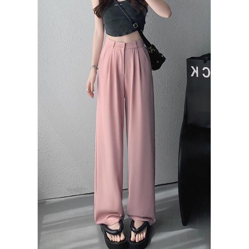 Spring and Summer New Narrow Wide-leg Casual Pants Women High Waist Pendant Loose Straight Suit
