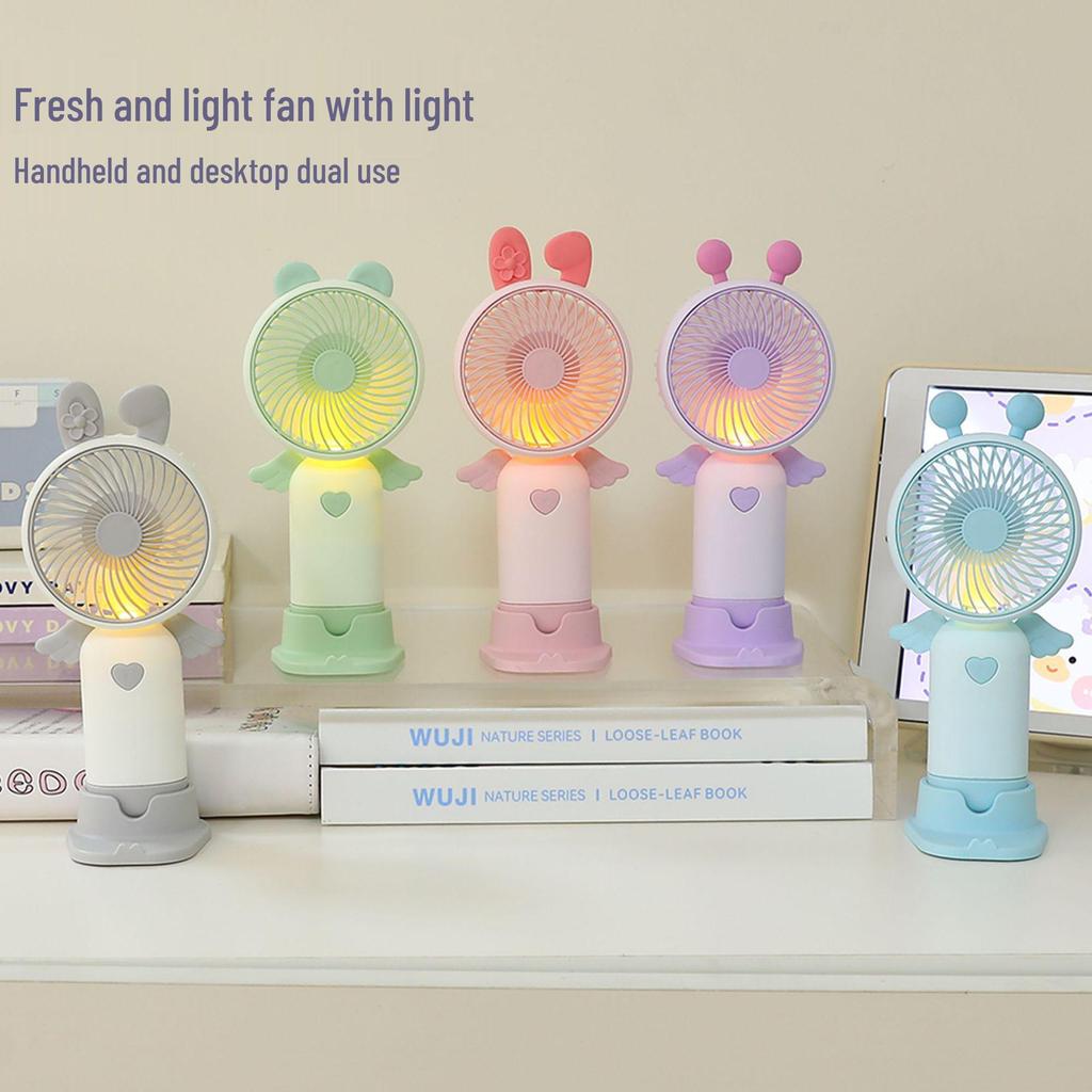USB Rechargeable Portable Mini Fan with Light - Strong Wind, Desktop & Outdoor Use