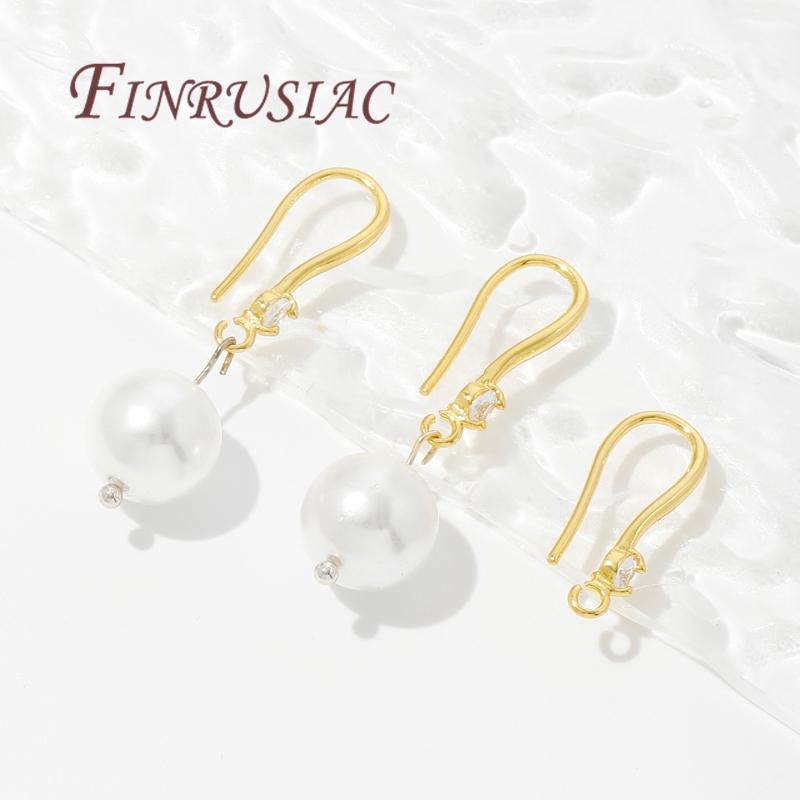 18K Gold Plated Brass with Zircon Earring Hooks,French Earrings Accessories For DIY Women's Jewelry Earwires Findings