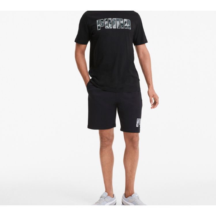 Puma Rebel Camo Print Short Sleeve T-Shirt Men Tops Black 582781-01