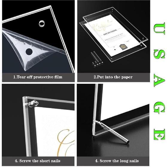 QR Code Signs,5 x 7 Inch Acrylic Mini Sign Holder Clear QR Code Menu Holders with Metal Stand Office Table Display Sign Stand Ad Photo Frame Holder