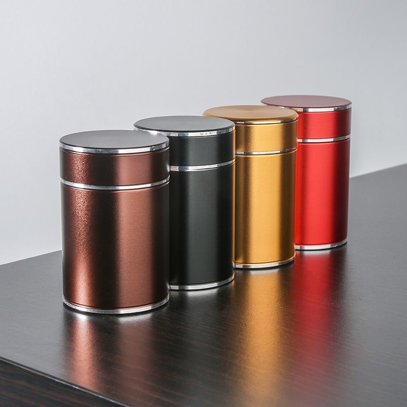 Simple Alloy Tea Caddy Metal Portable Travel Storage Jar Sealed Storage Bottle Coffee Food Container Grain Jar Kitchen Utensils