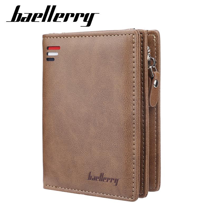 Baellerry Men's and Women's Zipper Short Wallet with Multiple Card Slots and Vertical Mini Coin Purse