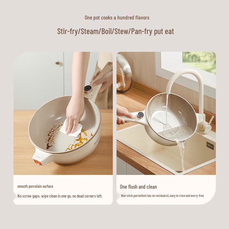 Midea 4L Multi-functional Electric Wok with Steamer