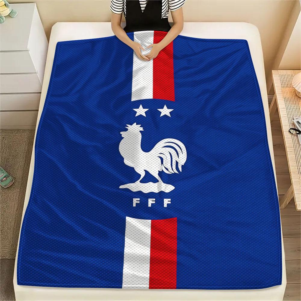 1PC France National Football Team Patterned Flannel Blanket Suitable For All Seasons for Home Decor Warmth and Comfort Gifts Holiday Present
