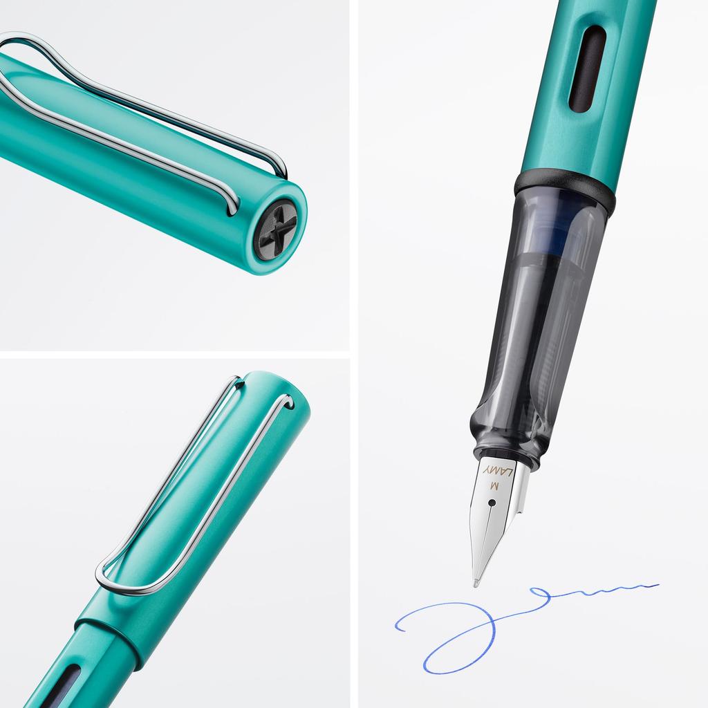 LAMY Tourmaline Fountain Pen Ergonomic Grip and Steel Size M Lightweight Aluminum Body Includes LAMY T10 Blue Cartridge AL-star - Nib, - - -