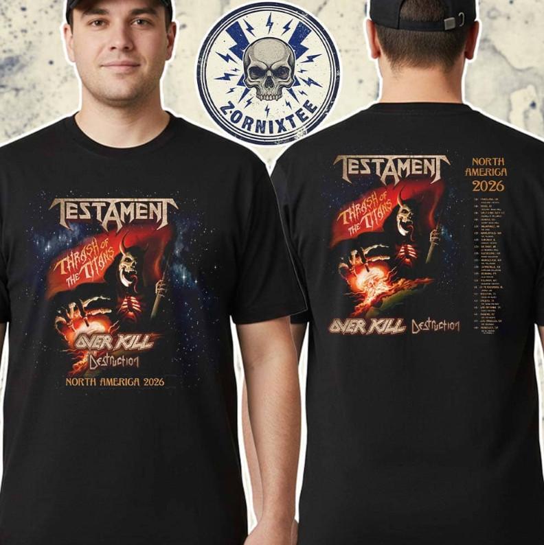 Testament Thrash Of The Titans North America Tour 2026 Two Sided TShirt Unisex T-Shirt XXXL
