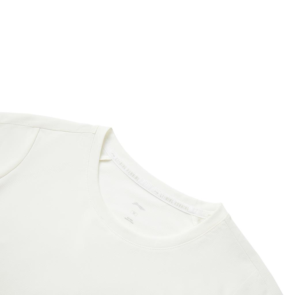 Li Ning Running Series Solid Color Breathable Versatile Short Sleeve T-Shirt Women Tops Champagne-White ATSV088-1