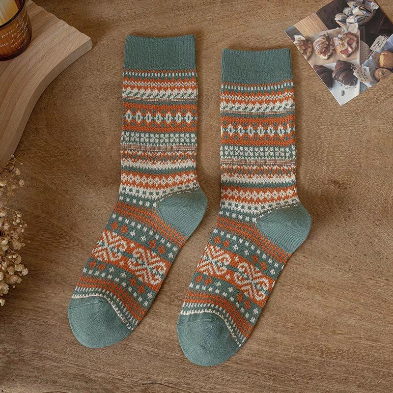 

Socks Women cotton Maillard socks Autumn Winter Warm Socks Thick Knit Cabin Cozy Crew Soft Socks Gifts Women Colorful Fashion M зелений