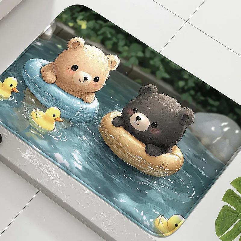 1PC Koi Print Pattern Bathroom Anti Slip Floor Mat Shower Room Carpet Home Decoration Mat Door Mat Absorbent Foot Mat Rug 30x50cm