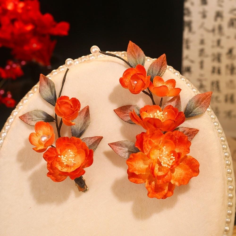 Beautiful Chinese Ancient Hairpins Beads Exquisite Fairy Side Clips Hanfu Flower Hair Clips  Girls