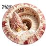Wintervakantie Vloerbedekking 3D Optische Illusie Rond Kerstkleed, Schattige Kerstman Kristalfluweel Mat, Vloerkleed Levendig Gedrukt Rond