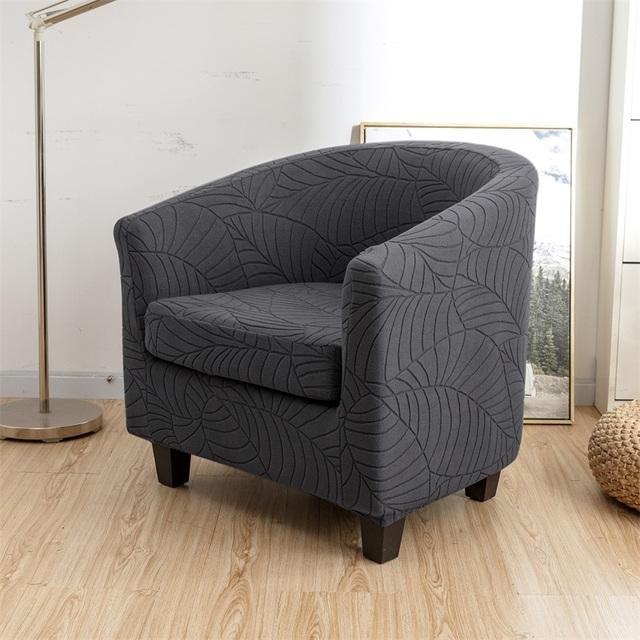Leaves Jacquard Tub Chair Cover Stretch Armchair Cover Club Sofa Slipcover For Living Room Couch Covers With Seat Cushion Covers