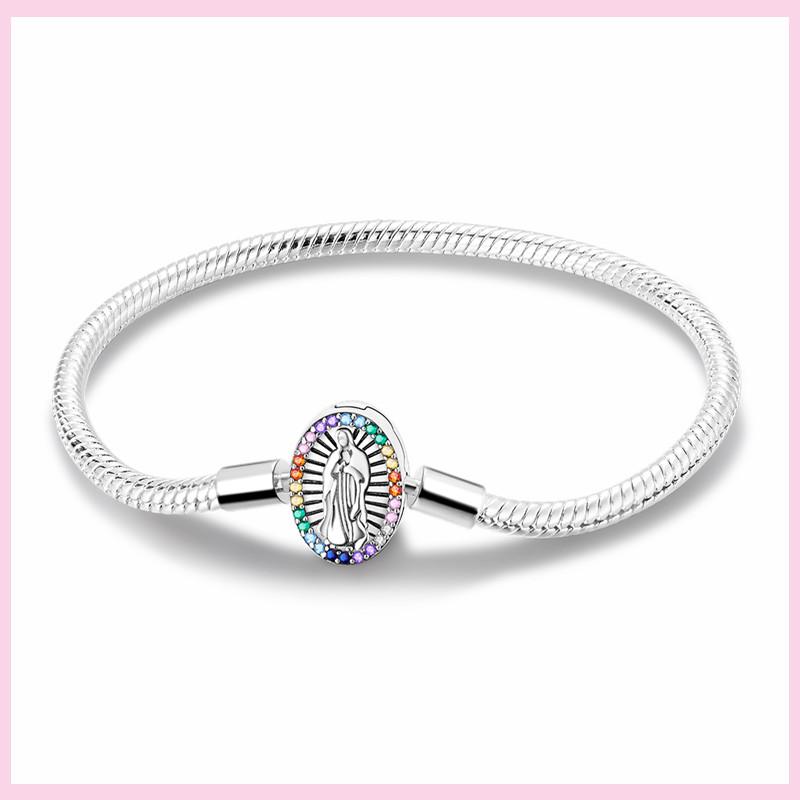 925 Sterling Silver Bracelet Star Moon Blue Eyes Zircon Heart Safety Chain Bracelets Snake Bone Chain Fit DIY Charms Jewelry