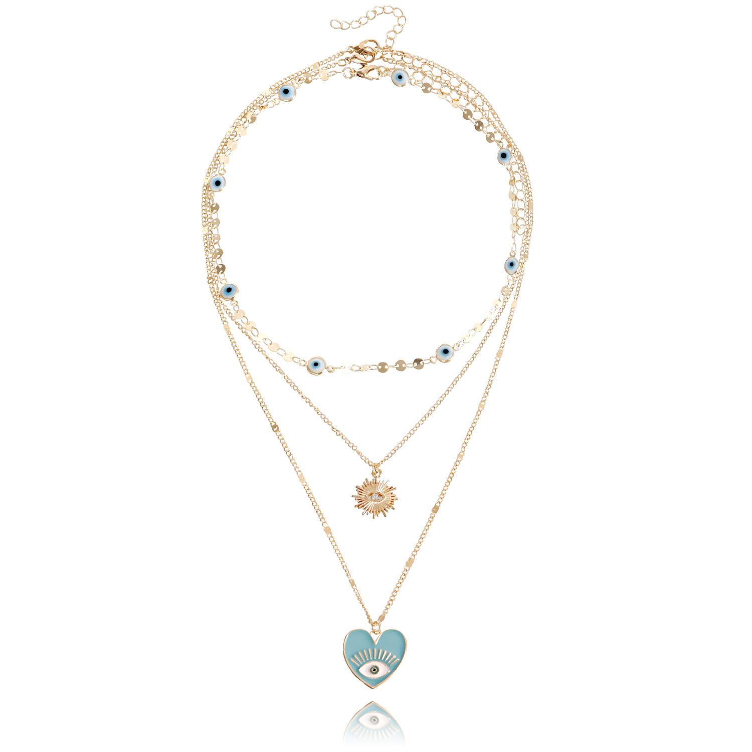 

European and American jewelry ins multi-layer devil s eye collarbone chain cold wind eye necklace female niche design sense