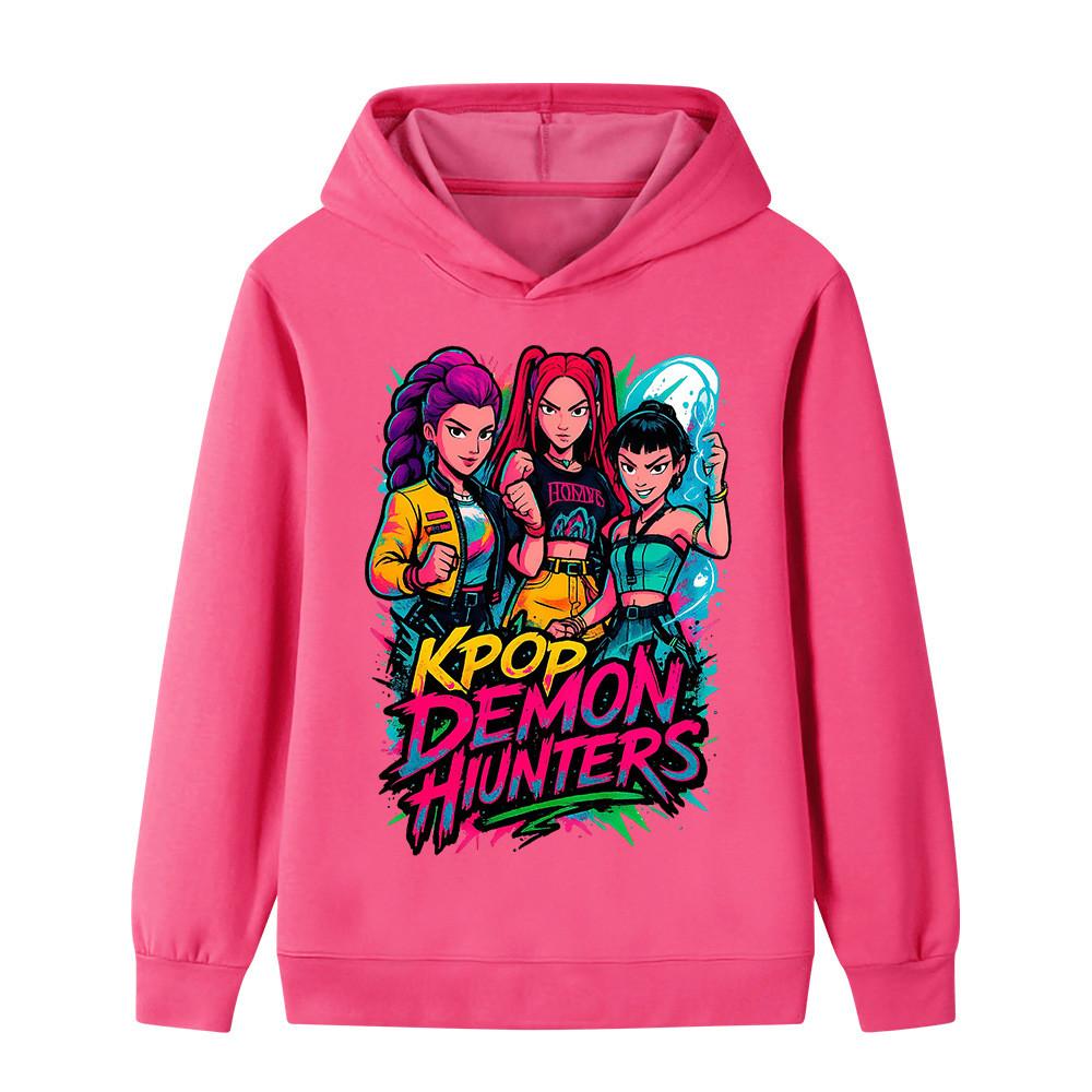 B1213 Kids Boys Girls Kpop Rumi Zoey Mira Print Long Sleeves Hoodie