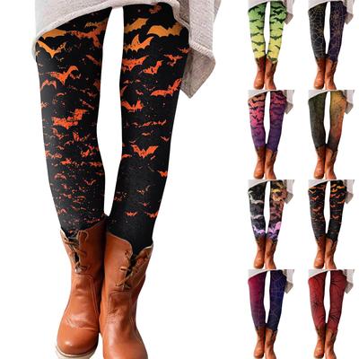 Women's Pants Halloween Printed Stretchy Soft Bottoms Casual Home Sleeping Pants