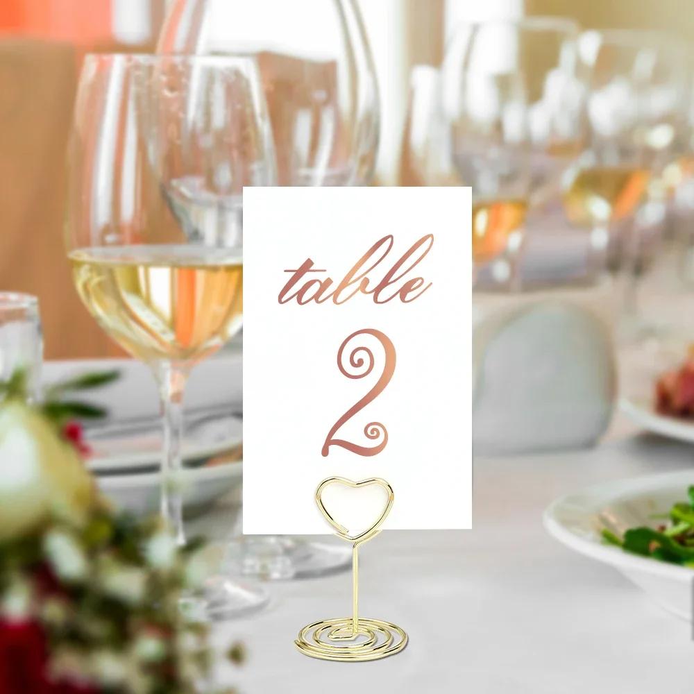 10/20 szt. Uchwyt na numer stołu w kształcie serca miłości Romantyczny uchwyt na wizytówki weselne Metalowy klips do notatek i zdjęć Materiały dekoracyjne na imprezę domową