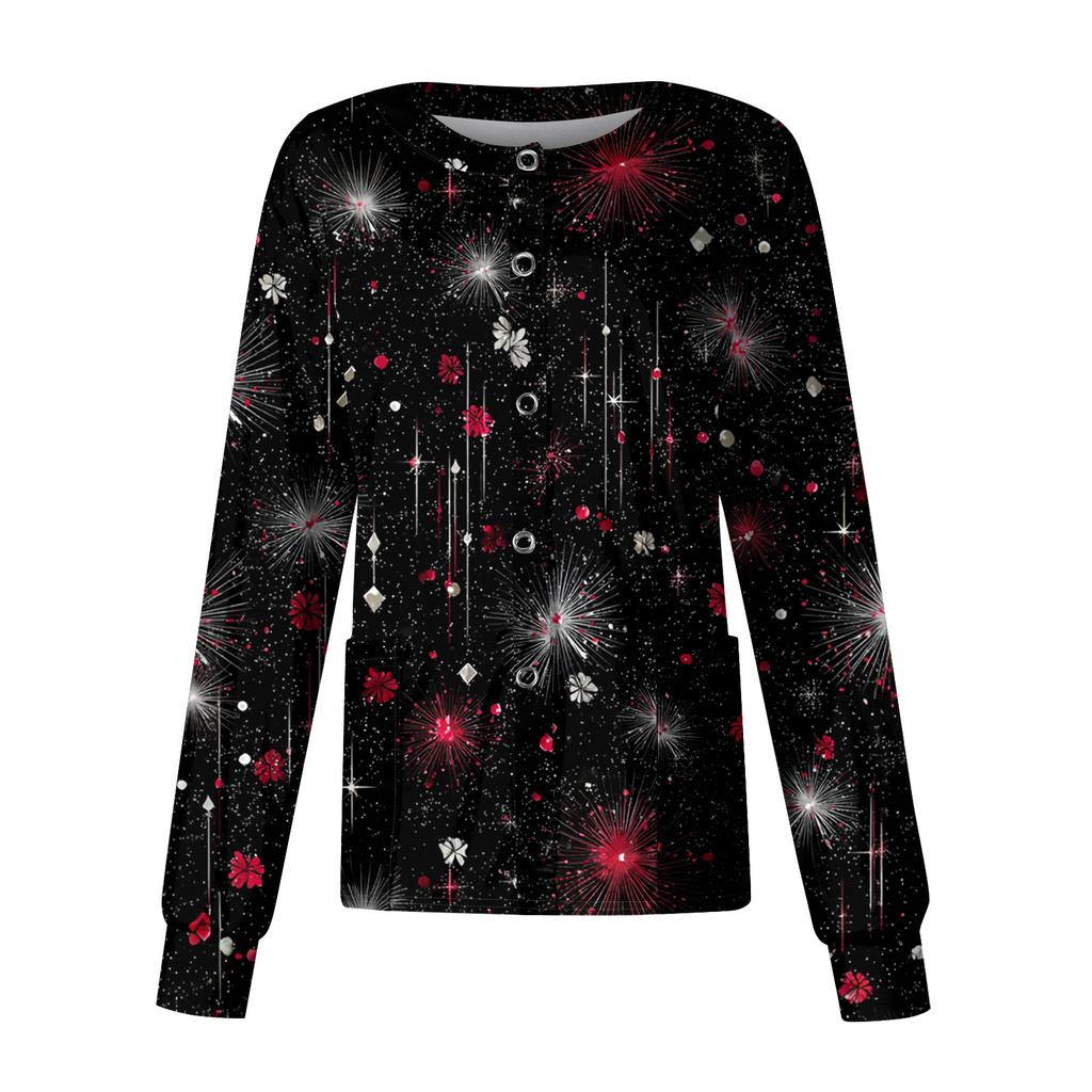 Women's Casual Long Sleeve Single Breasted  Printed Dry-nurse Top