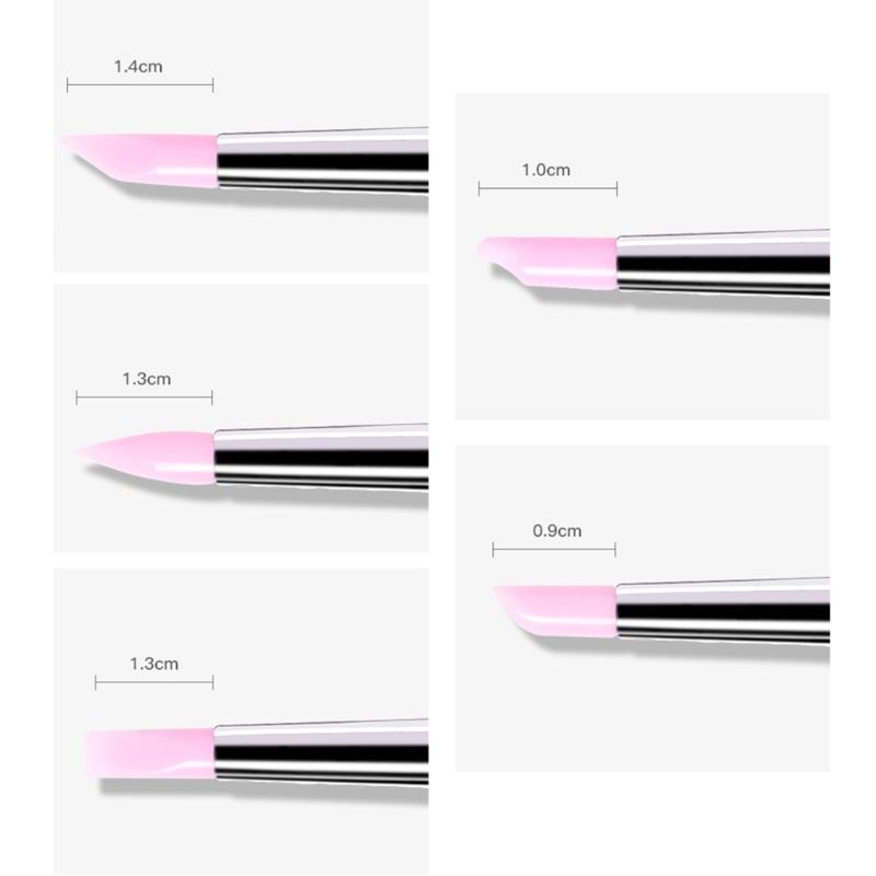 5pcs Silicone Brushes Set Modelling Brushes For Salon and Home Use Professional Nail Art Tools for Clay Sculpting