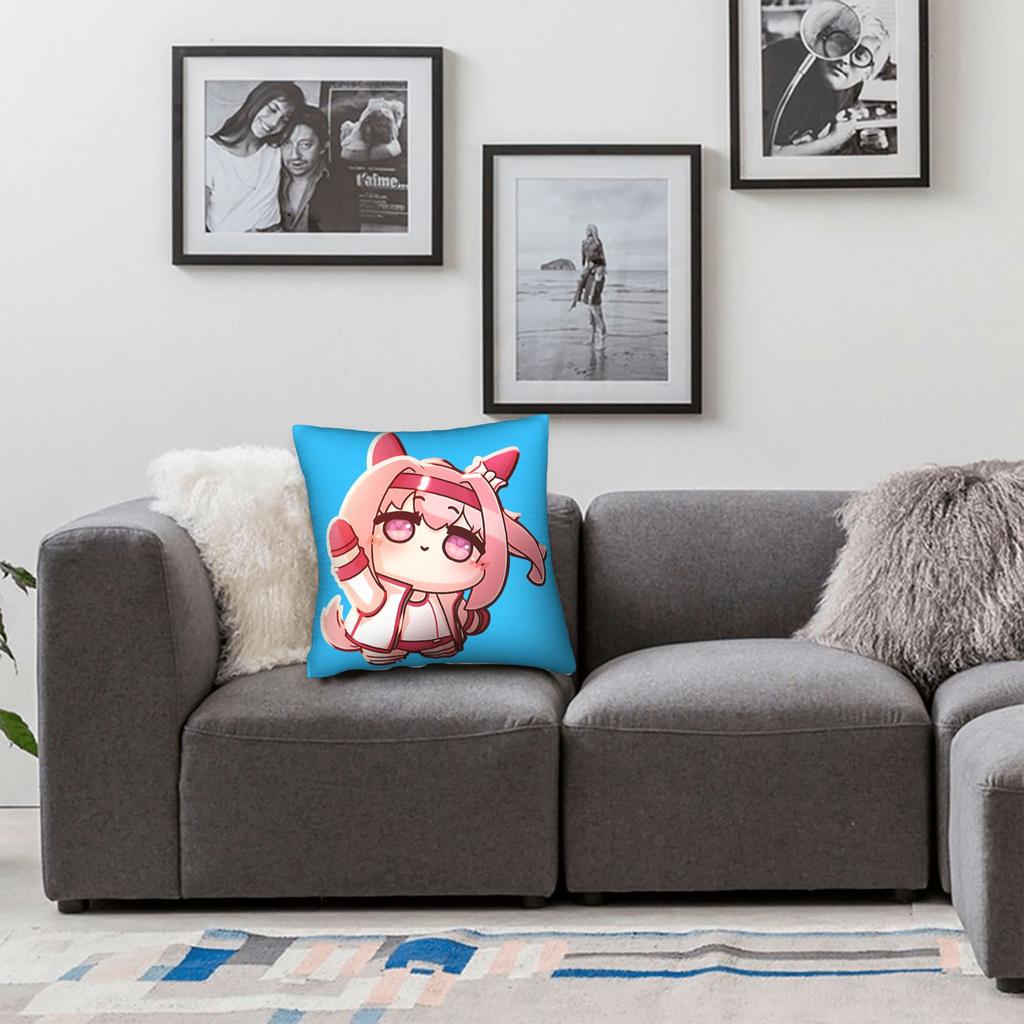 Haru Urara Pillow Case Umamusume Retro Trendy Pillow Cover Square Pillowcases For Chair Sofa Home Decor