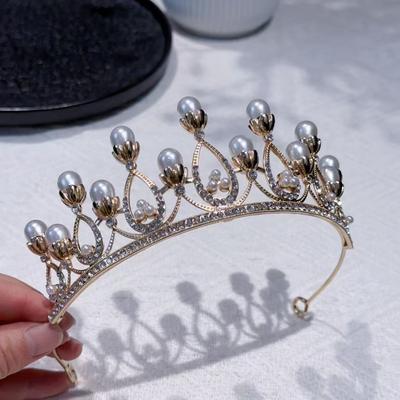 Birthday Water Diamond Crown Headband Princess Headpiece Bride's Wedding Crown Coming of Age Headband Children's Hair Accessory