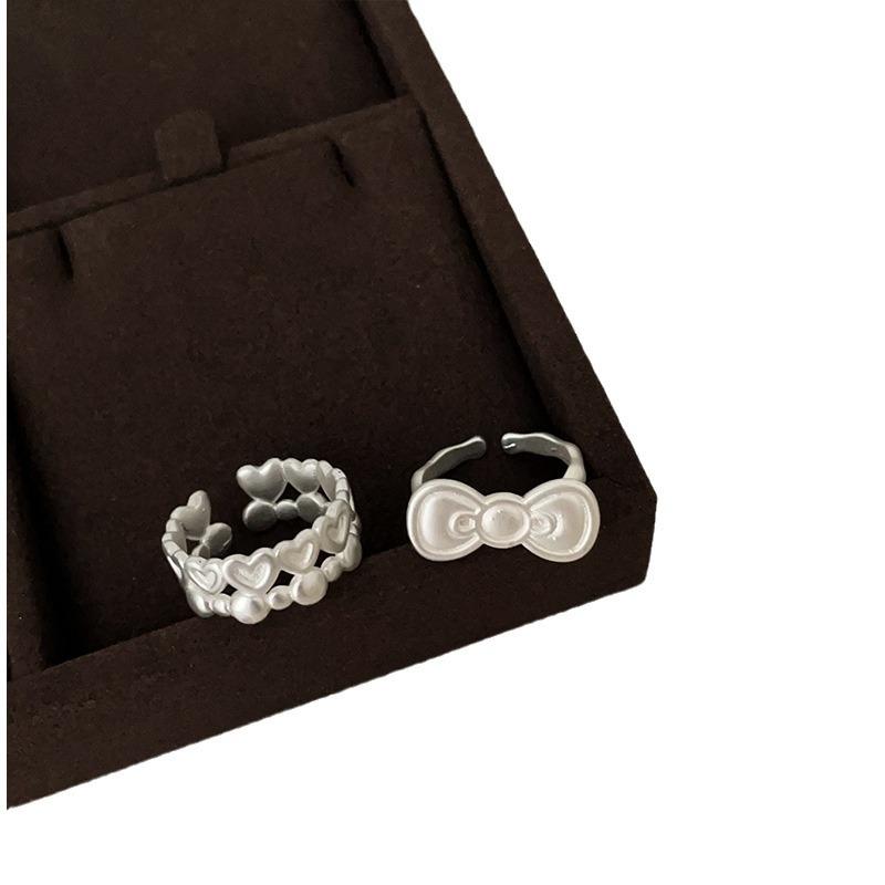 Matte Metal Bow Love Ring Female Niche Unique Personality Fashion Trend Temperament Versatile Ring Ring