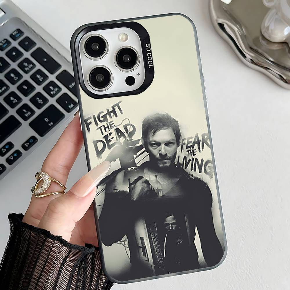 D-Daryl Dixon Wings Zombie Phone Case For iPhone 17,16,15,14,13,12,11,Pro,Max,Plus,E,Air,Mini Black IMD Cover