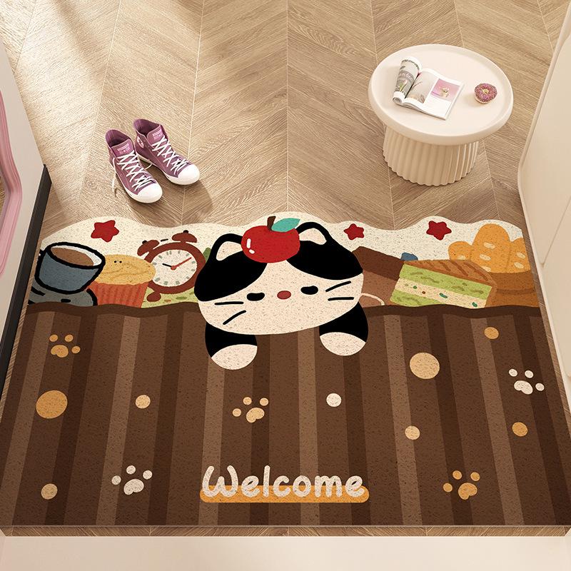 Seidenschlaufe Anti-Rutsch Hundetür-Matte: Süßer, schmutzabweisender, zuschneidbarer Fußteppich für Eingangsbereiche