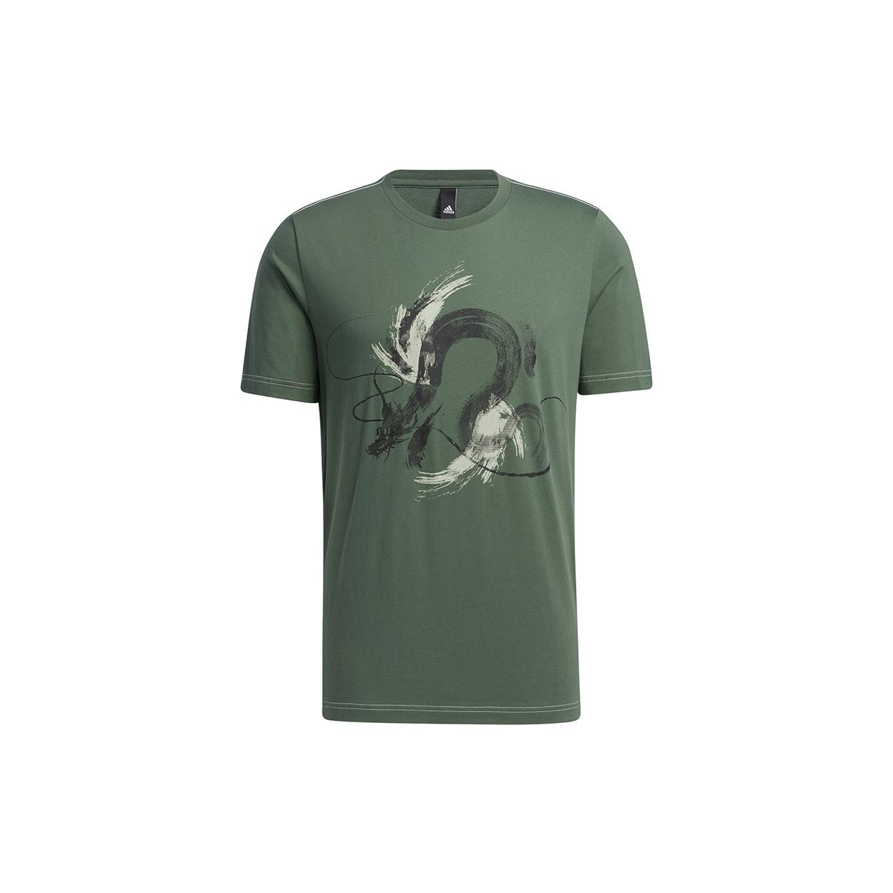 adidas Wuji Tee Graphic Print Shirt Green Men s GP0916 L