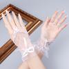Damen Schleife Band Abendparty Kurze Handschuhe Einfarbig Halbfinger Design Mode Accessoires Spitze Mesh Kostümball 1 Paar