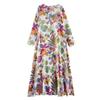 Real autumn new literary large size loose printing round neck long sleeve dress women's long dress