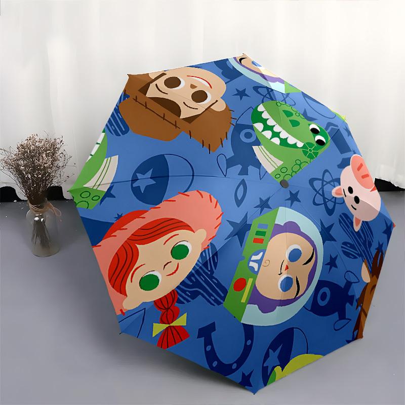 Toy Story Themed Automatic Opening and Closing Umbrella, Brightly Colored 8-rib Portable Umbrella, Suitable for Men and Women, A Perfect Gift for Chri
