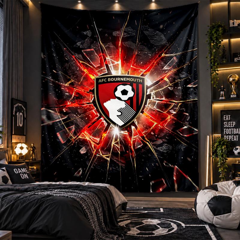 Sieninis gobelenas Bournemouth futbolo spaudinio audinys svetainei, miegamajam, namų dekoravimui