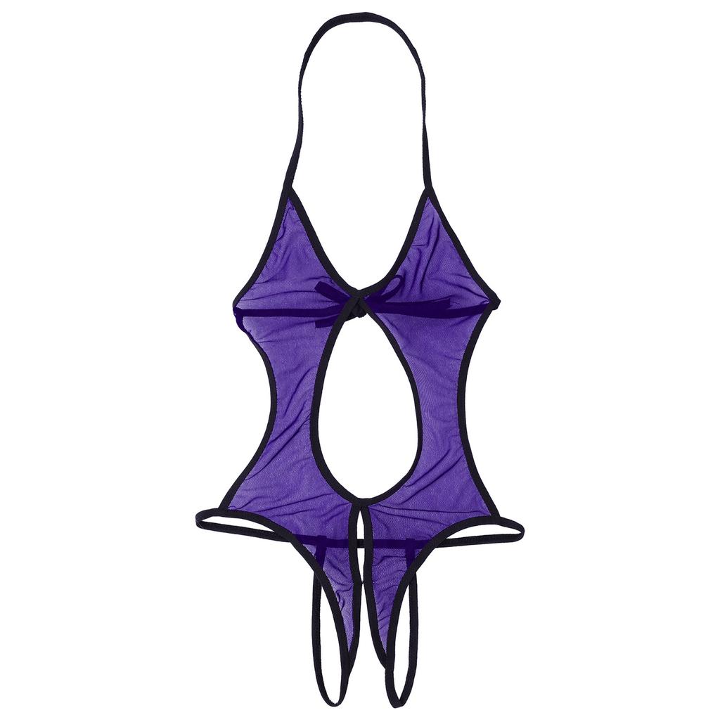 Men's Mesh Transparent Sissy Bodysuit Sexy Lingerie Open Crotch Underwear